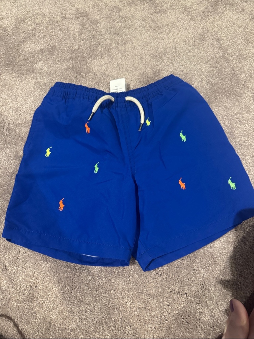 Polo by Ralph Lauren Royal Blue Swim Trunks with Neon Polo Logos
